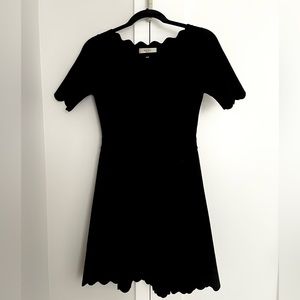 MILLY Black Dress with Scalloped Trim (Stretch Viscose Material)